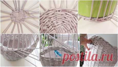 Плетеная корзина из газет / Плетение из газет / В рукоделии