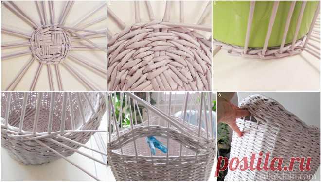Плетеная корзина из газет / Плетение из газет / В рукоделии