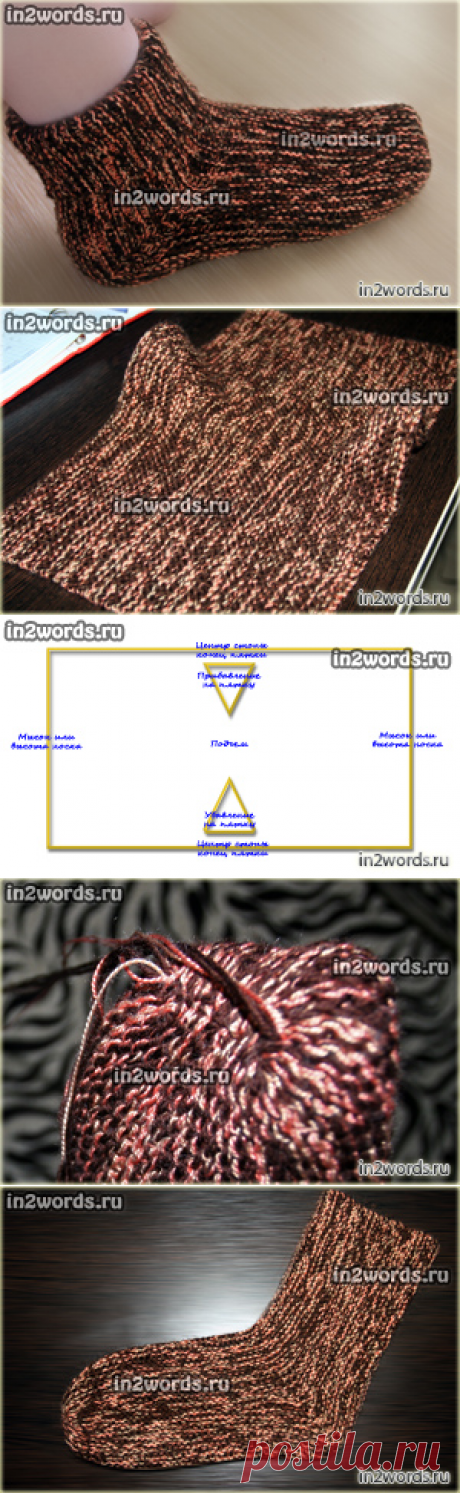 Женские или мужские, очень простые и необычные носки на 2 спицах. Вязание спицами.