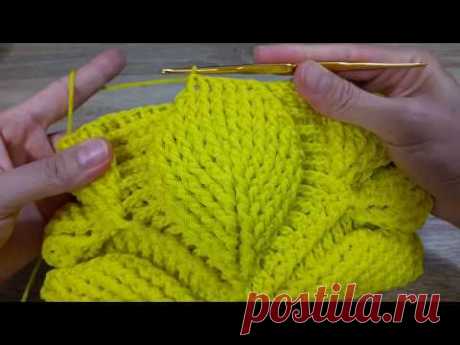 Short Crochet fbdc & bpdc 3D leaf stitch