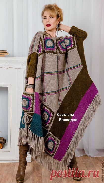 Бохо-стиль - Вязаные пальто и пончо.