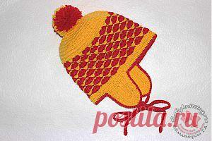 Шапочка с ушками крючком для малыша | Вяжем для самых маленьких!