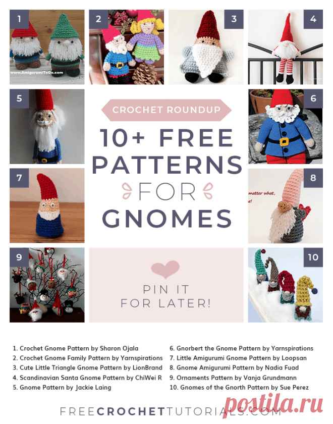 25+ Free Crochet Gnome Patterns There are more than 25 free Christmas Gnome Crochet Patterns to choose from in this collection! #ChristmasGnome #freepattern #ScandinavianGnome