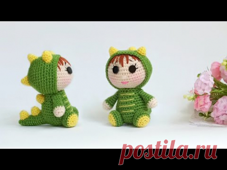 Очаровашка💚Как вязать маленького пупса в костюме ДРАКОНА крючком . Символ 2024 года .💚