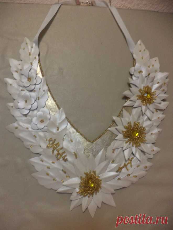 колье из натуральной кожи