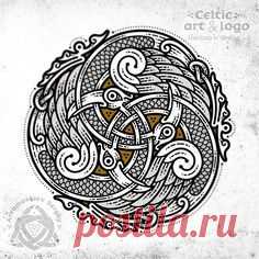 Гравировка. Эскиз. Кельтский узор. Птицы.