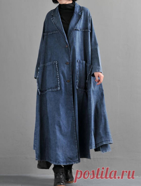 Women Loose cowboy Windbreaker Cotton Long coat cowboy cowgirl