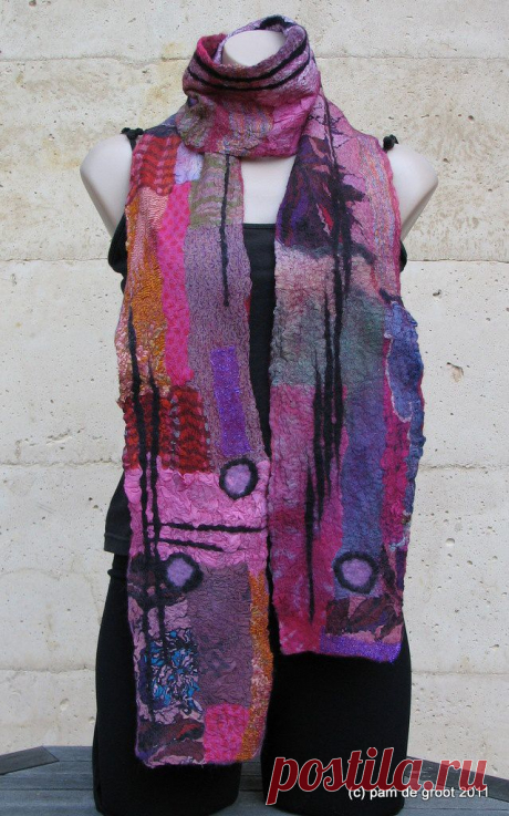 Pink Purple nuno scarf Pam De Groot | felted scarves, etc.