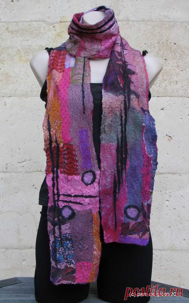 Pink Purple nuno scarf Pam De Groot | felted scarves, etc.