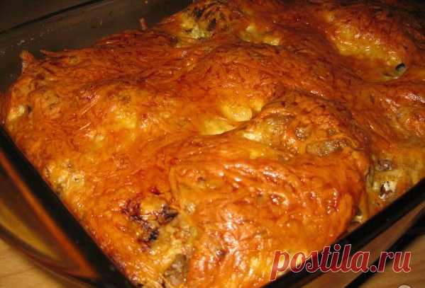 Курица с гречкой под сырным соусом