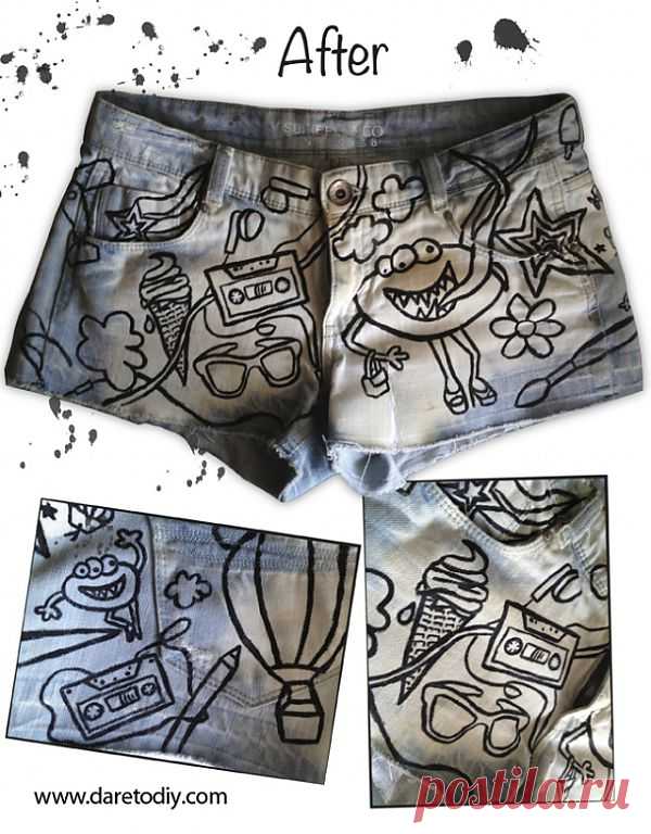 Рисунки на шортах (DIY) / Рисунки и надписи / Модный сайт о стильной переделке одежды и интерьера