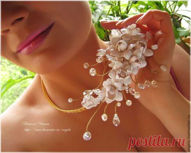 Диадема "Лилии невесты" - диадема невесты цветы,диадема невесте цветы