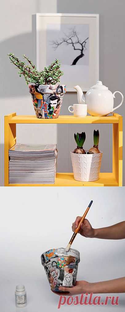 Декор цветочных горшков своими руками | Дизайн интерьера | Декор своими руками