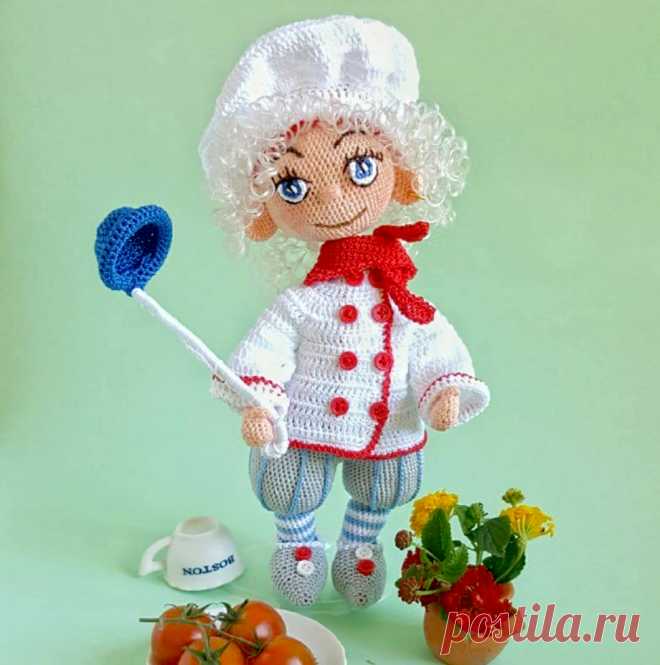 PDF Санта Клаус, Гномик и Повар крючком. FREE crochet pattern; Аmigurumi doll patterns. Амигуруми схемы и описания на русском. Вязаные игрушки и поделки своими руками #amimore - Санта Клаус, Новый год, новогодняя кукла, куколка, Санта Клаус.
