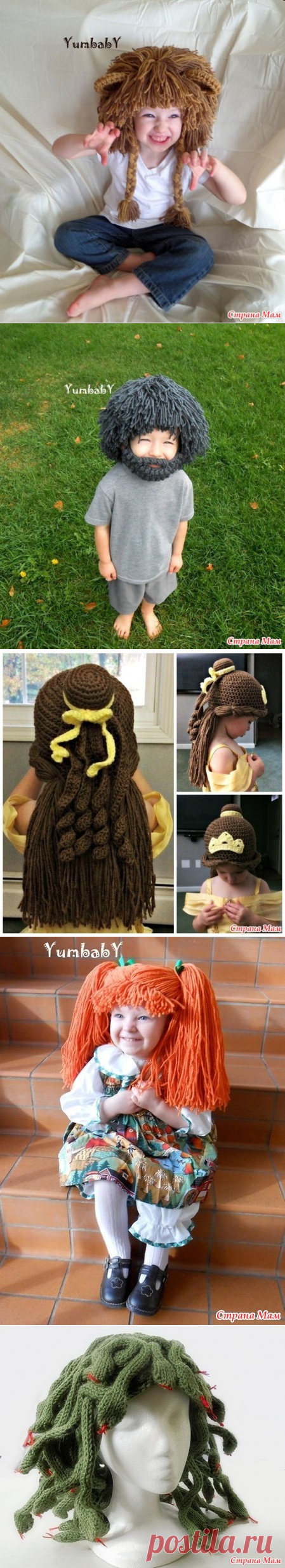 . Шапочки-парики - В.Г.У. - Вязаные Головные Уборы - Страна Мам