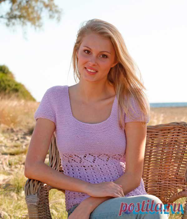 Топ Джоди, с короткими рукавами, от Drops Design, вязаный спицами