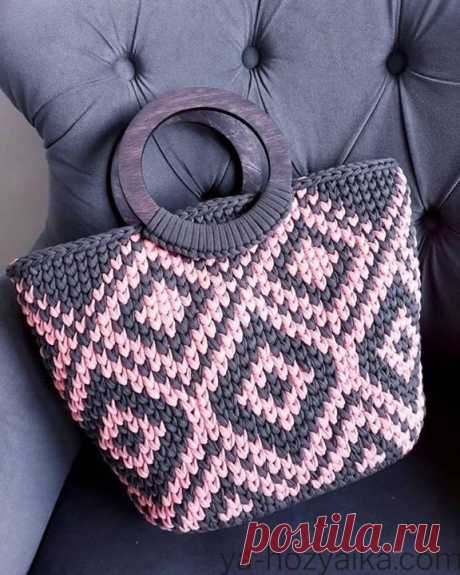 Вязаная сумка шоппер крючком из трикотажной пряжи. Как связать сумку шоппер крючком