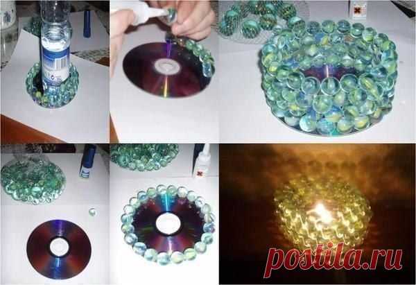 Делаем подсвечник из CD диска / Прочие виды рукоделия / Другие виды рукоделия