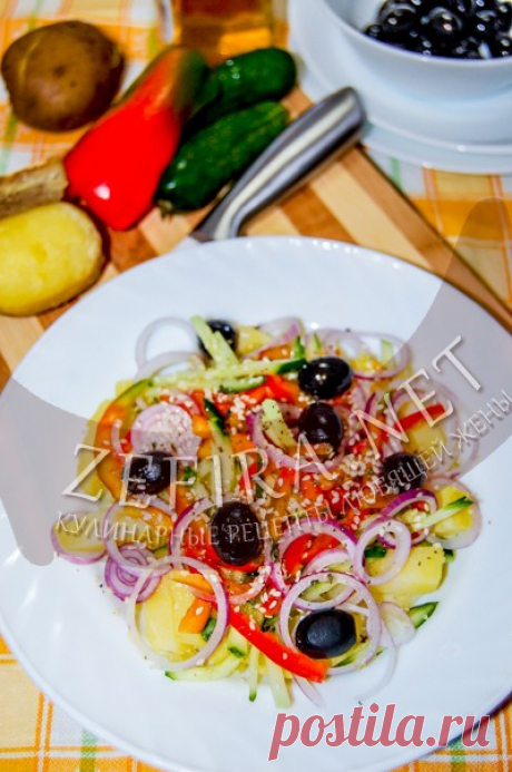 Картофельный салат со свежими овощами — постный рецепт — Кулинарные рецепты любящей жены