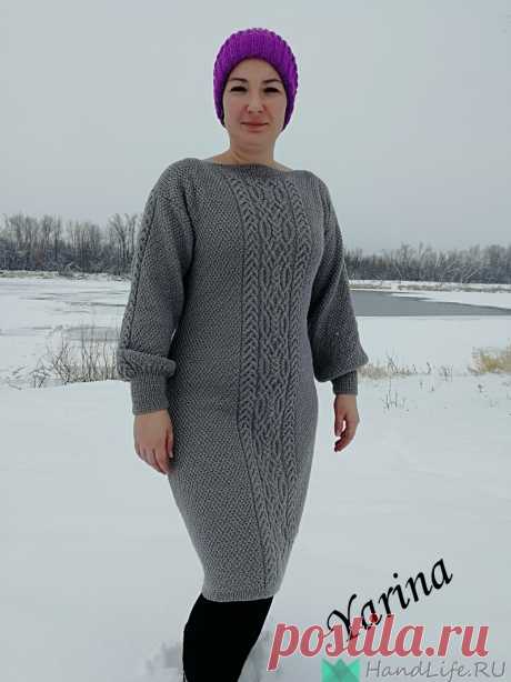 Теплое серое платье