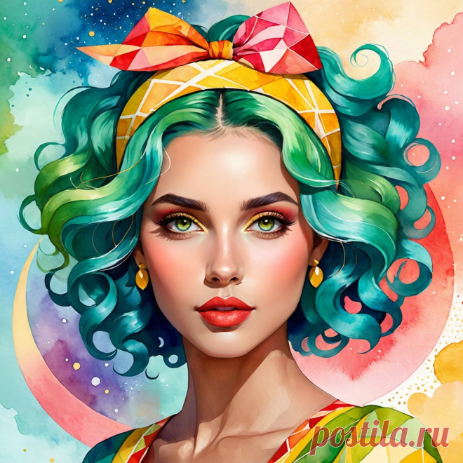 Яркий портрет: геометрия, цвет и современный стиль в цифровом искусстве. Нейросеть Stable Diffusion - Stable Diffusion 1.5 / SDXL примеры промтов - Форум ИИ о нейросетях - Yes Ai