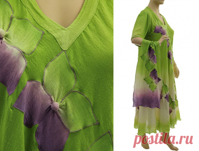 Художественный Boho рука окрашенные макси платье с шарфом на classydress