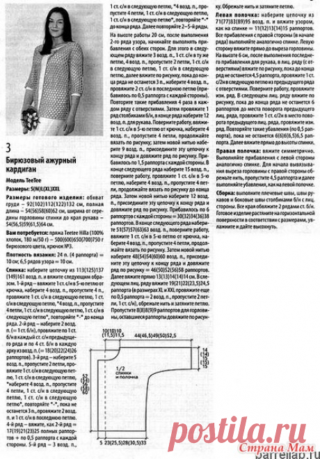 Ажурный кардиган сетчатым узором. Крючок. - ВЯЗАНАЯ МОДА+ ДЛЯ НЕМОДЕЛЬНЫХ ДАМ - Страна Мам