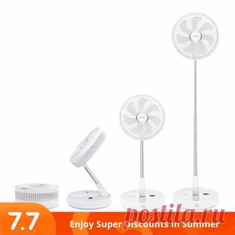 Blitzwolf® bw-f1 folding fan usb desktop fan with remote control 12 inches pedestal fan 8 wind speeds 7200mah battery 7 large blades adjustable height 5m air supply distance for home bedroom livingroom office outdoor Sale - Banggood.com