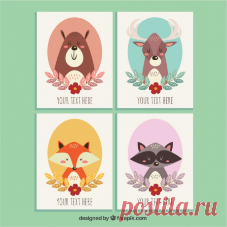 Несколько милые карты с рисованной красивых животных Более миллиона свободных векторов, PSD, фотографии и бесплатные иконки. Эксклюзивные халявы и все графические ресурсы, которые необходимые для ваших проектов