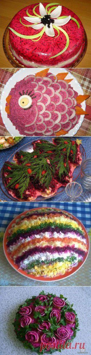 Оригинальные украшения салата "Селедка под шубой" | Украшаем стол