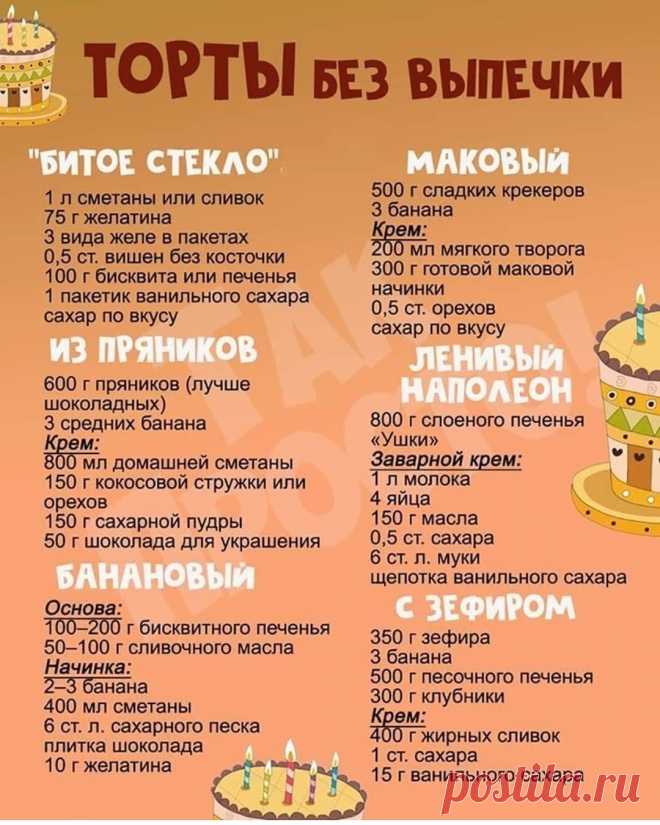 Торты без выпечки