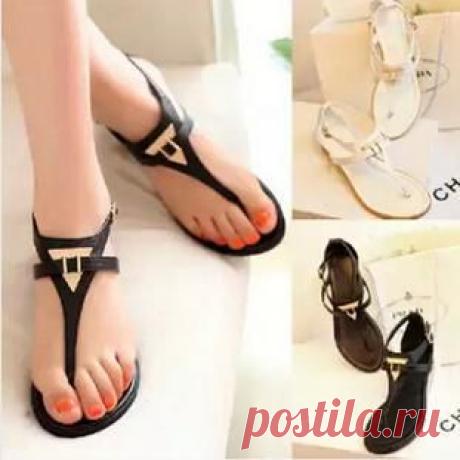 Sandals Picture - More Detailed Picture about New 2015 Vintage Summer Flat Sandals Triangle Metal Women's Shoes Belt Clip Flip flop Shoes Black And White Plus Size 36 41 Picture in Sandals from Happy Each Day | Aliexpress.com | Alibaba Group