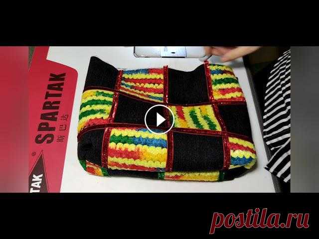 пэчворк сумка из остатков ткани#tote bag# Сумочка в готовом виде 35:25 . Выполнена в технике пэчворк из остатков пальтовой и джинсовой ткани....