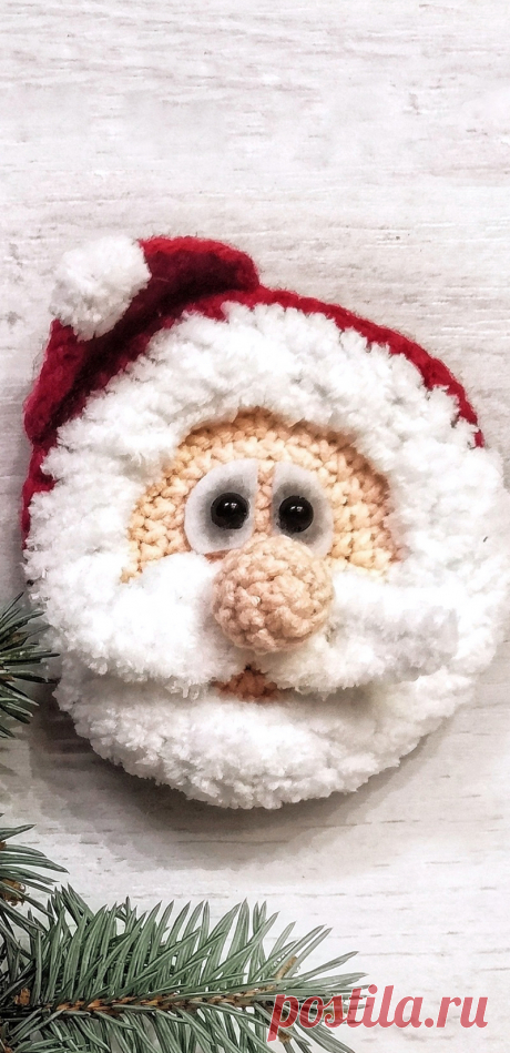 PDF Дед Мороз - Санта Клаус крючком. FREE crochet pattern; Аmigurumi toy patterns. Амигуруми схемы и описания на русском. Вязаные игрушки и поделки своими руками #amimore - Дед Мороз к Новому году, новогоднее украшение на ёлку в виде Санта Клауса, ёлочная игрушка.