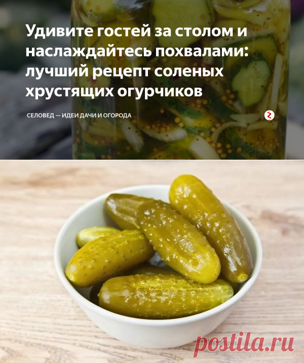 Удивите гостей за столом и наслаждайтесь похвалами: лучший рецепт соленых хрустящих огурчиков | Селовед — идеи дачи и огорода | Яндекс Дзен