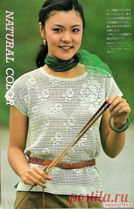 Летний топ в технике филе. Крючок. «Japanese magazine 1983» https://yadi.sk/