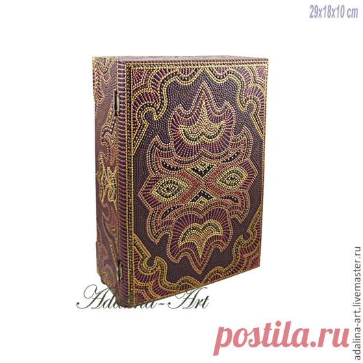 Купить БРАУН мини-шкаф Точечная роспись - шкатулка, шкатулка для украшений, шкатулка деревянная