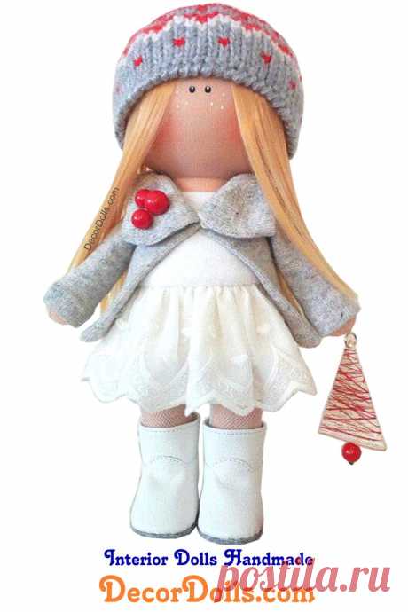 Textile Soft Doll, Christmas Nursery Doll, Handmade Love Doll, Winter Decor Doll, Poupée, Cloth Rag Doll, Fabric Tilda Doll by Olga K Hello, dear visitors!This is handmade cloth doll created by Master Olga K (Taraz, Kazakhstan).  Doll is made BY ORDER. Order production time is 7 - 14 days. FREE SHIPPING TO ANY COUNTRYDoll is 25 cm (9,8 inch)  tall and made of only quality materials.You can find them in our shop searching by artist name, stated in the