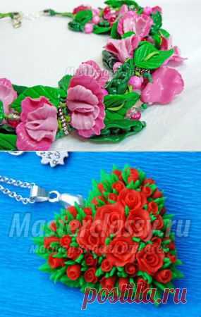 Душистый горошек из полимерной глины. Создание колье с элементами цветов душистого горошка, стручков гороха и листьев. Сборка колье на вощеные нити.