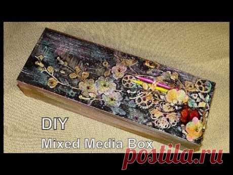 Mixed Media Box Микс Медиа коробочка с карандашами гвоздикойМК - YouTube