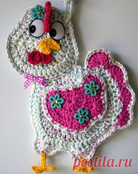 (189) Crochet chicken, by Jerre Lollman | Apliques de croche