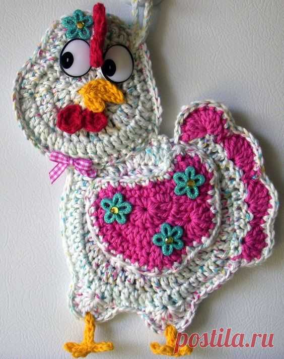 (189) Crochet chicken, by Jerre Lollman | Apliques de croche
