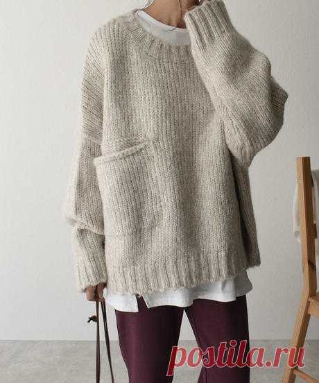 knit-02045　フロントポケット　オーバーニット | Lavish Gate