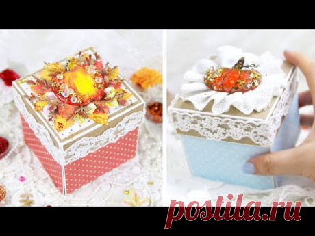 Для тех, кто любит оригинальные и красивые поздравления🎁Две идеи для осенних открыток-коробочек🌻