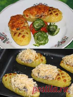 Картофельные лапти фаршированные грибным жульеном