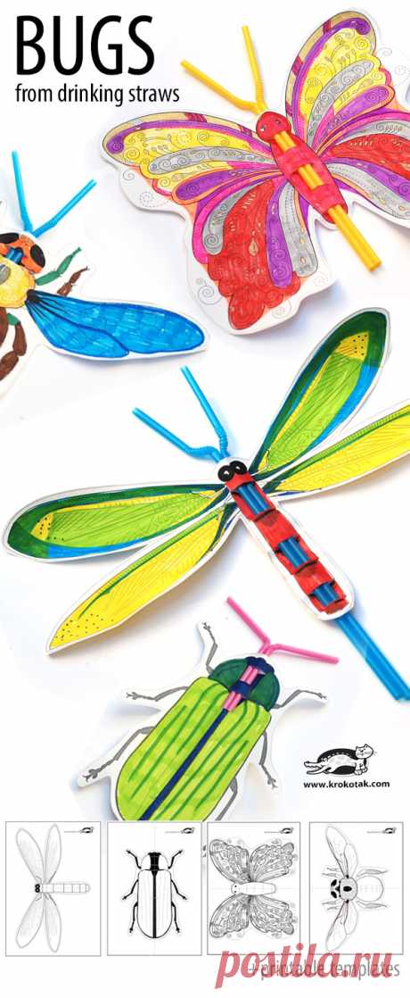 BUGS from drinking straws children activities, more than 2000 coloring pages