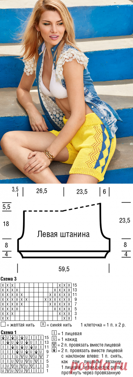 Шорты с лампасами - схема вязания спицами. Вяжем Брюки на Verena.ru