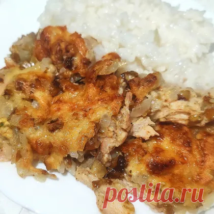 Маринованная куриная грудка с луково-грибной начинкой под сыром 199 ккал рецепт с фото пошаговый от Любовь - Овкусе.ру