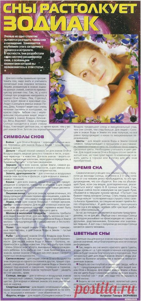 Сны растолкует зодиак