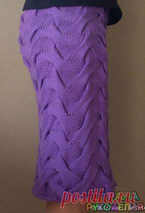 Синяя вязаная юбка из кос (спицы) - Юбки,шорты,штаны - Вязание спицами - Рукоделие